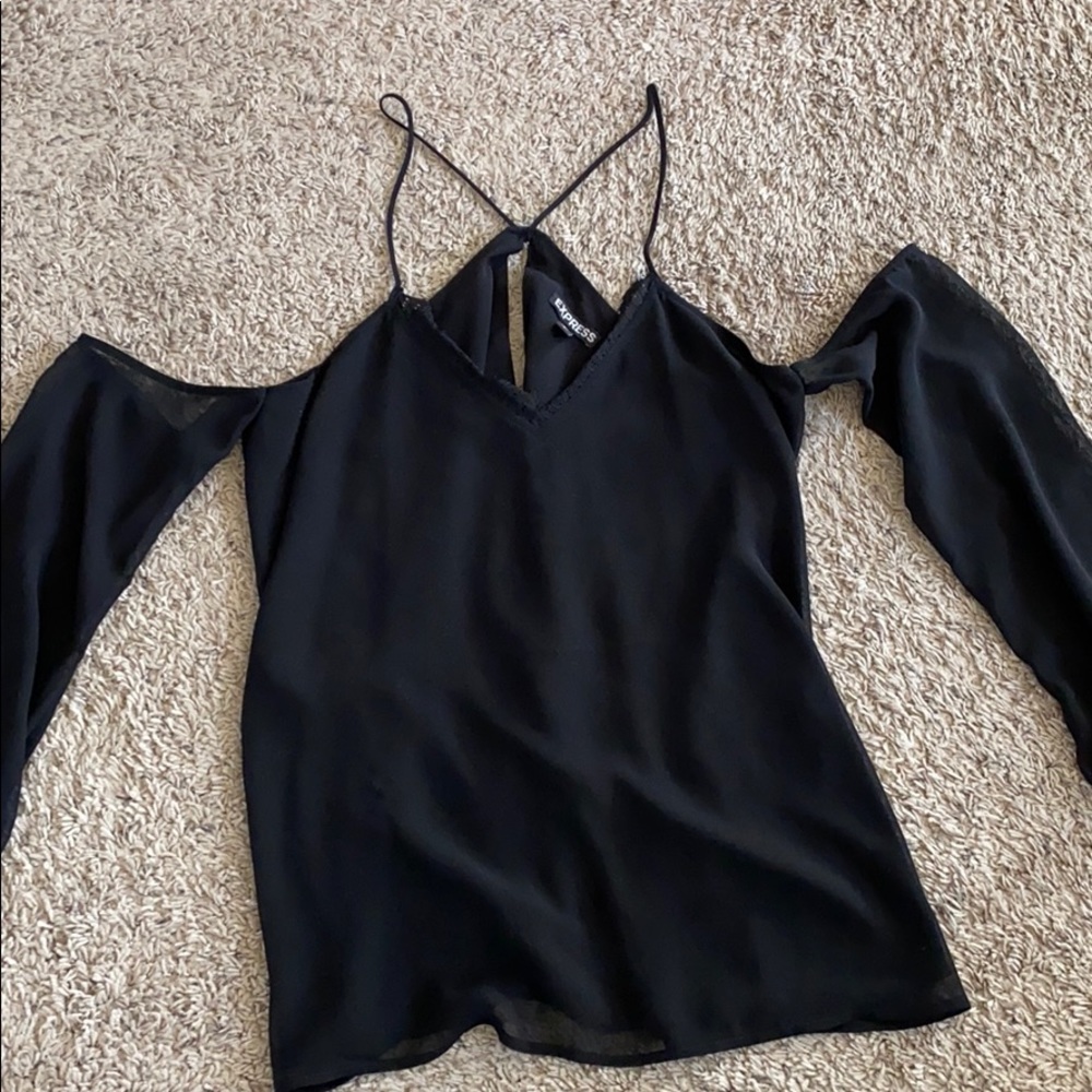 Black open shoulder blouse